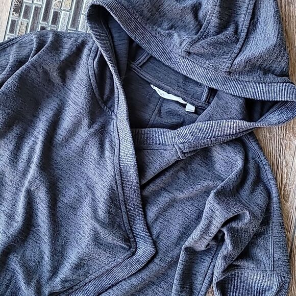 ATHLETA BLISSFUL HOODED WRAP BLUE/GRAY WOMENS XS - Picture 10 of 14